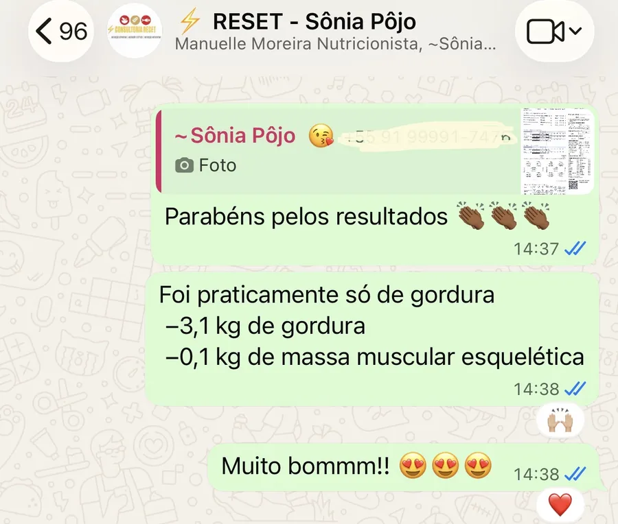 Depoimento de Sônia P. sobre o acompanhamento nutricional Reset